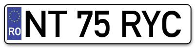 Placuta inmatriculare numar auto  NT-75-RYC, NT 75 RYC, NT75RYC