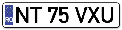 Placuta inmatriculare numar auto  NT-75-VXU, NT 75 VXU, NT75VXU