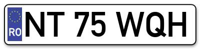 Placuta inmatriculare numar auto  NT-75-WQH, NT 75 WQH, NT75WQH