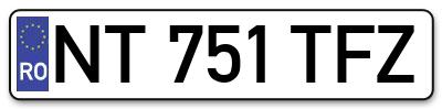 Placuta inmatriculare numar auto  NT-751-TFZ, NT 751 TFZ, NT751TFZ