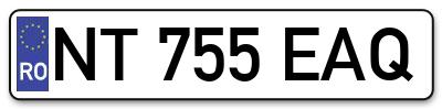 Placuta inmatriculare numar auto  NT-755-EAQ, NT 755 EAQ, NT755EAQ