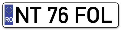 Placuta inmatriculare numar auto  NT-76-FOL, NT 76 FOL, NT76FOL
