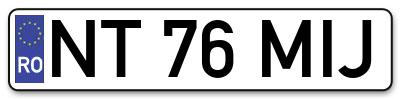 Placuta inmatriculare numar auto  NT-76-MIJ, NT 76 MIJ, NT76MIJ
