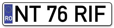 Placuta inmatriculare numar auto  NT-76-RIF, NT 76 RIF, NT76RIF