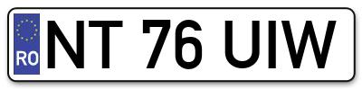 Placuta inmatriculare numar auto  NT-76-UIW, NT 76 UIW, NT76UIW