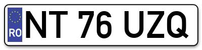 Placuta inmatriculare numar auto  NT-76-UZQ, NT 76 UZQ, NT76UZQ