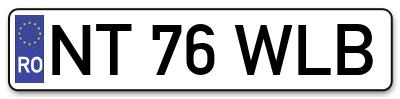 Placuta inmatriculare numar auto  NT-76-WLB, NT 76 WLB, NT76WLB