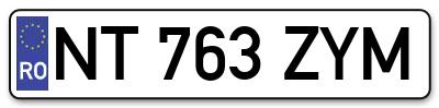Placuta inmatriculare numar auto  NT-763-ZYM, NT 763 ZYM, NT763ZYM