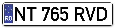Placuta inmatriculare numar auto  NT-765-RVD, NT 765 RVD, NT765RVD