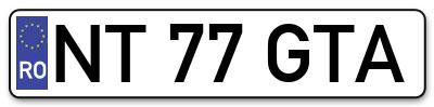 Placuta inmatriculare numar auto  NT-77-GTA, NT 77 GTA, NT77GTA