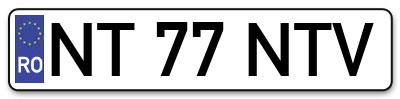 Placuta inmatriculare numar auto  NT-77-NTV, NT 77 NTV, NT77NTV
