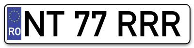 Placuta inmatriculare numar auto  NT-77-RRR, NT 77 RRR, NT77RRR