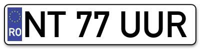 Placuta inmatriculare numar auto  NT-77-UUR, NT 77 UUR, NT77UUR