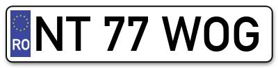 Placuta inmatriculare numar auto  NT-77-WOG, NT 77 WOG, NT77WOG