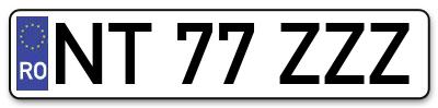 Placuta inmatriculare numar auto  NT-77-ZZZ, NT 77 ZZZ, NT77ZZZ