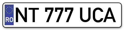 Placuta inmatriculare numar auto  NT-777-UCA, NT 777 UCA, NT777UCA