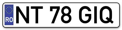 Placuta inmatriculare numar auto  NT-78-GIQ, NT 78 GIQ, NT78GIQ