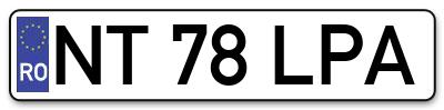 Placuta inmatriculare numar auto  NT-78-LPA, NT 78 LPA, NT78LPA