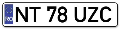 Placuta inmatriculare numar auto  NT-78-UZC, NT 78 UZC, NT78UZC