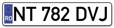 Placuta inmatriculare numar auto  NT-782-DVJ, NT 782 DVJ, NT782DVJ