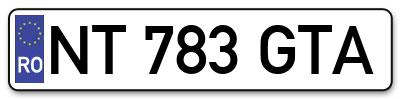 Placuta inmatriculare numar auto  NT-783-GTA, NT 783 GTA, NT783GTA