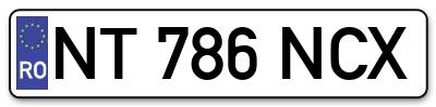 Placuta inmatriculare numar auto  NT-786-NCX, NT 786 NCX, NT786NCX