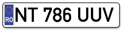 Placuta inmatriculare numar auto  NT-786-UUV, NT 786 UUV, NT786UUV