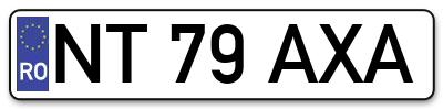 Placuta inmatriculare numar auto  NT-79-AXA, NT 79 AXA, NT79AXA