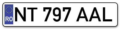 Placuta inmatriculare numar auto  NT-797-AAL, NT 797 AAL, NT797AAL