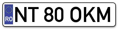 Placuta inmatriculare numar auto  NT-80-OKM, NT 80 OKM, NT80OKM