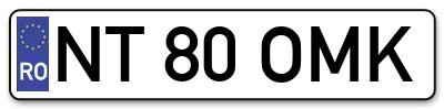Placuta inmatriculare numar auto  NT-80-OMK, NT 80 OMK, NT80OMK