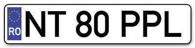 Placuta inmatriculare numar auto  NT-80-PPL, NT 80 PPL, NT80PPL