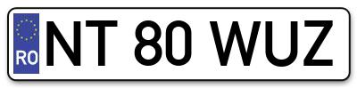 Placuta inmatriculare numar auto  NT-80-WUZ, NT 80 WUZ, NT80WUZ