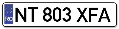 Placuta inmatriculare numar auto  NT-803-XFA, NT 803 XFA, NT803XFA