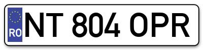 Placuta inmatriculare numar auto  NT-804-OPR, NT 804 OPR, NT804OPR