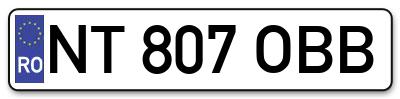 Placuta inmatriculare numar auto  NT-807-OBB, NT 807 OBB, NT807OBB