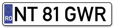 Placuta inmatriculare numar auto  NT-81-GWR, NT 81 GWR, NT81GWR
