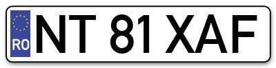 Placuta inmatriculare numar auto  NT-81-XAF, NT 81 XAF, NT81XAF