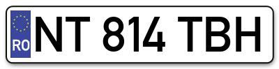 Placuta inmatriculare numar auto  NT-814-TBH, NT 814 TBH, NT814TBH