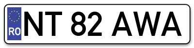 Placuta inmatriculare numar auto  NT-82-AWA, NT 82 AWA, NT82AWA