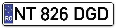 Placuta inmatriculare numar auto  NT-826-DGD, NT 826 DGD, NT826DGD