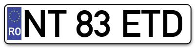 Placuta inmatriculare numar auto  NT-83-ETD, NT 83 ETD, NT83ETD