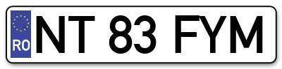 Placuta inmatriculare numar auto  NT-83-FYM, NT 83 FYM, NT83FYM