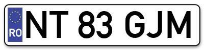 Placuta inmatriculare numar auto  NT-83-GJM, NT 83 GJM, NT83GJM