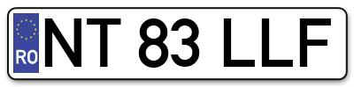 Placuta inmatriculare numar auto  NT-83-LLF, NT 83 LLF, NT83LLF