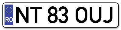 Placuta inmatriculare numar auto  NT-83-OUJ, NT 83 OUJ, NT83OUJ