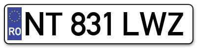 Placuta inmatriculare numar auto  NT-831-LWZ, NT 831 LWZ, NT831LWZ