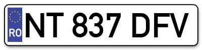 Placuta inmatriculare numar auto  NT-837-DFV, NT 837 DFV, NT837DFV