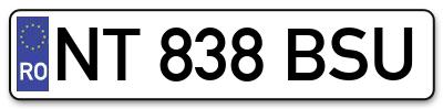 Placuta inmatriculare numar auto  NT-838-BSU, NT 838 BSU, NT838BSU