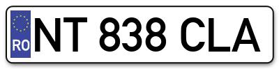 Placuta inmatriculare numar auto  NT-838-CLA, NT 838 CLA, NT838CLA